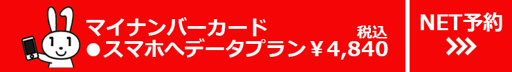 マイナンバーカード申請用 ●スマホへデータプラン 税込¥4,840